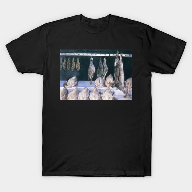 display of chickens and game birds - Gustave Caillebotte T-Shirt by Kollagio